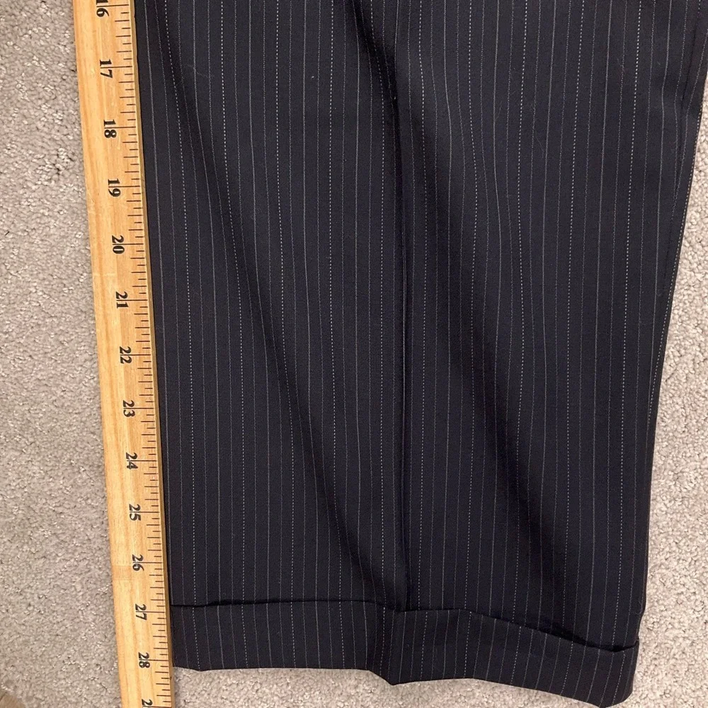 Jones New York Suit Mens 44R 40W Black Pinstripe 3-Button Formal Classic Wool